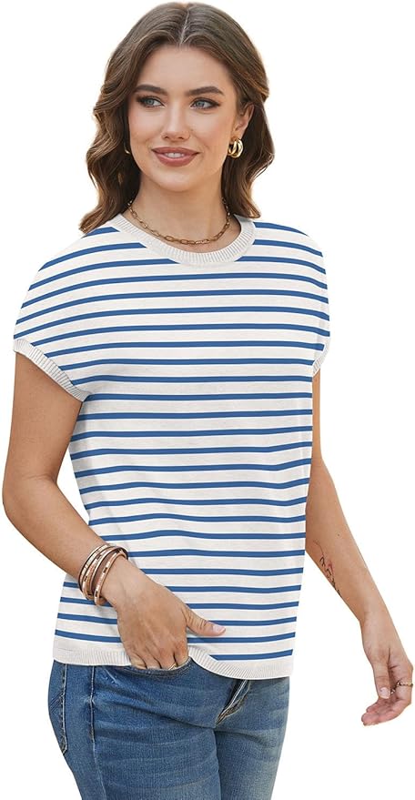 WIHOLL Short Sleeve Sweater for Women Summer Tops Crew Neck Fashion Clothing Tshirts Shirts Travel Outfits Dressy Casual