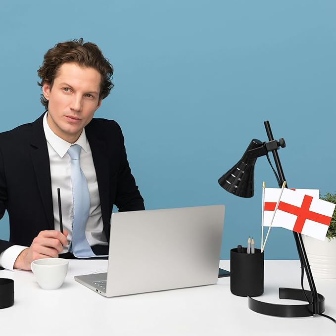 GSYLPFT 12 Pack England Flags on Sticks English Small Mini Hand Held Flags for Office Classroom Holiday Party Decorations