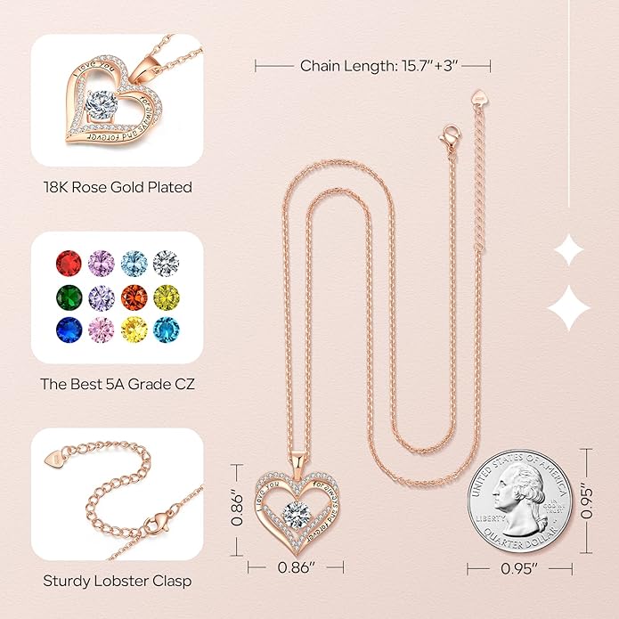 18K Rose Gold Necklaces for Women Birthday Gifts for Women Jewelry for Women Birthday Gifts for Wife Girlfriend Daughter Wife Birthday Gifts for Anniversary Mothers Day Christmas Valentines Gifts