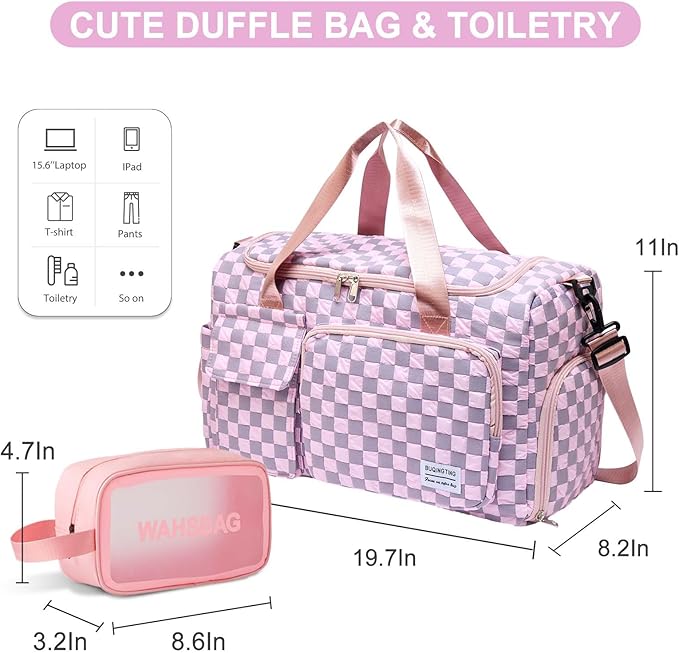 Small Gym Bag for Women, Travel Duffle Bag Carry On Weekender Bag with Shoe Compartment