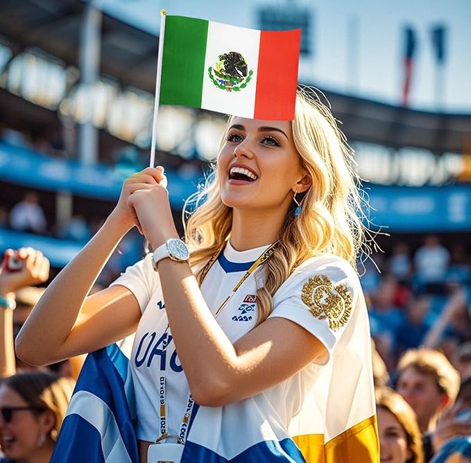 20 Pack Small Mexico Flags on Stick Mini Handheld Mexican Flag for Parades, Independence Day and Patriotic Events 5x8 Inch Durable Weather-Resistant Flags with 12 Inch Sticks(Mexico)
