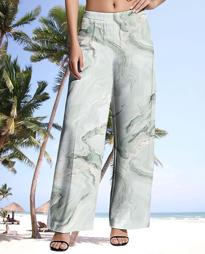 Womens Boho Pants Casual Oversize High Waisted Wide Leg Trousers Pattern Printed Ourdoors Pant for 2025 Summer