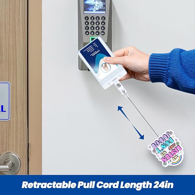 We Listen and We Don't Judge Funny Nurse Badge Reel, Cute Retractable ID Card Badge Holder for Therapists, Counselors, Social Workers, Medical Staff, Nursing RN LPN CNA MA HR Teacher Student Doctor