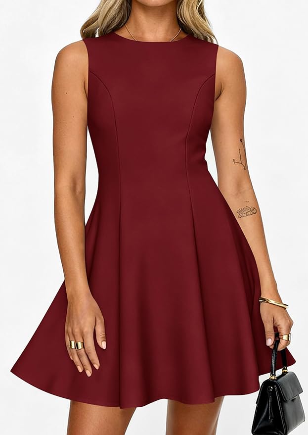PRETTYGARDEN Summer Dresses for Women 2026 Elegant Sleeveless Boat Neck A Line Spring Formal Cocktail Party Mini Dress