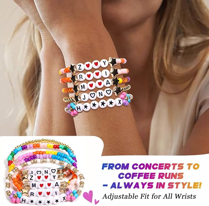 AICase for Korea-Pop Merch Gifts Toys Cosplay Birthday Decorations Bracelets Outfit Costume 6 Pcs Stackable Stretch Beaded Bracelets Merchandise Jewelry Gifts for Fans Women Christmas Stocking