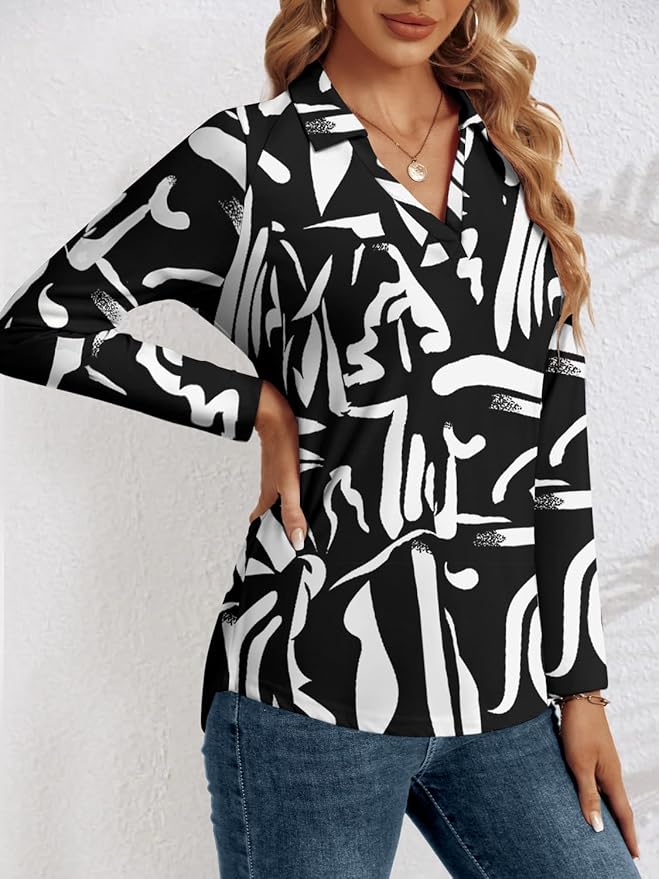 3/4 Length Sleeve Womens Tops Dressy Casual V Neck Polo Shirts Business Work Blouses 2025 Trendy Tunic Top