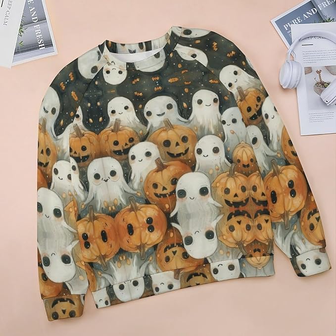 Spatofa Womens novelty funny cat printed crewneck sweatshirt casual loose long sleeve graphic pullover sweatshirts tops