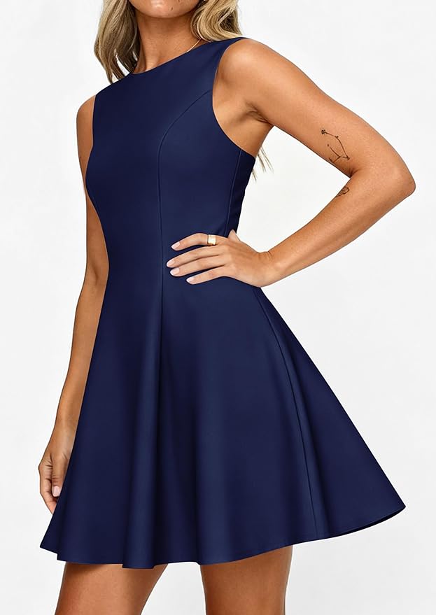 PRETTYGARDEN Summer Dresses for Women 2026 Elegant Sleeveless Boat Neck A Line Spring Formal Cocktail Party Mini Dress