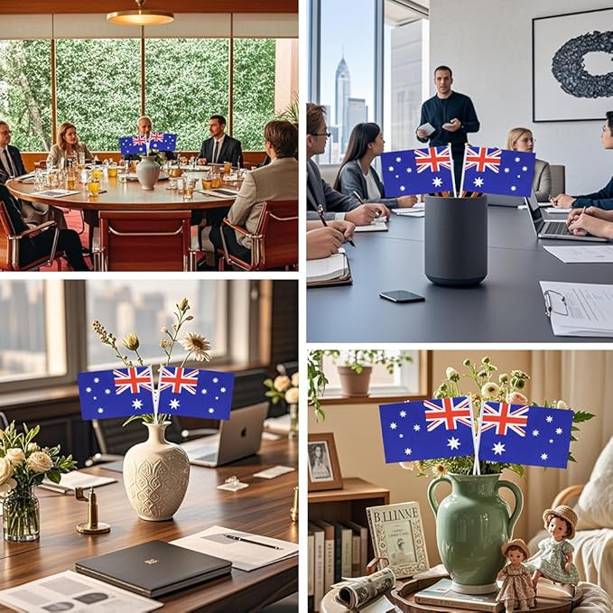 20 Pack Small Australia Flags on Stick Mini Handheld Australian Flag for Parades, Independence Day and Patriotic Events 5x8 Inch Durable Weather-Resistant Flags with 12 Inch Sticks(Australia)