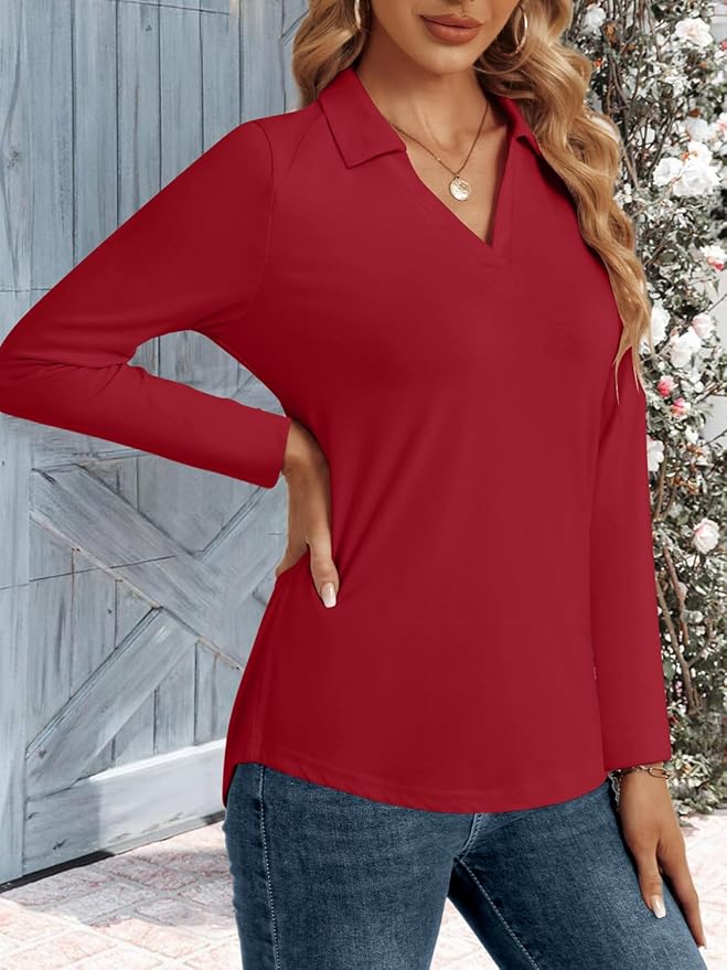 3/4 Length Sleeve Womens Tops Dressy Casual V Neck Polo Shirts Business Work Blouses 2025 Trendy Tunic Top