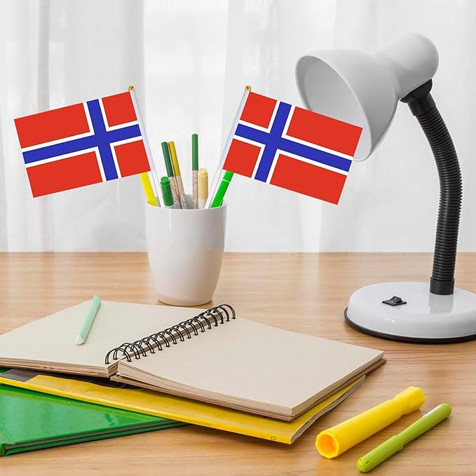 Norway Flag Small Norwegian Flag 12 Pack Mini Hand Held Norwegian Flags on Sticks for Party Parades Sports Events Patriotic Holiday Decorations