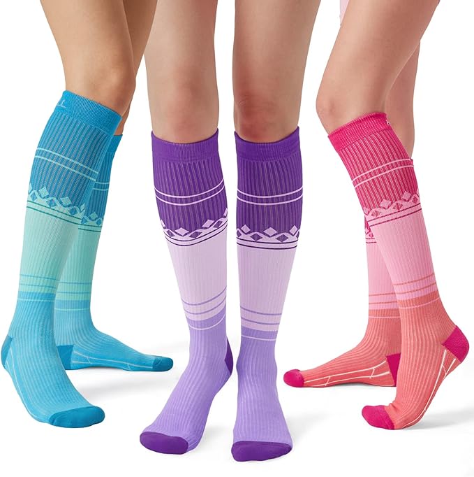 FITRELL 3 Pairs Compression Socks for Women and Men 20-30mmHg-Circulation Support Socks