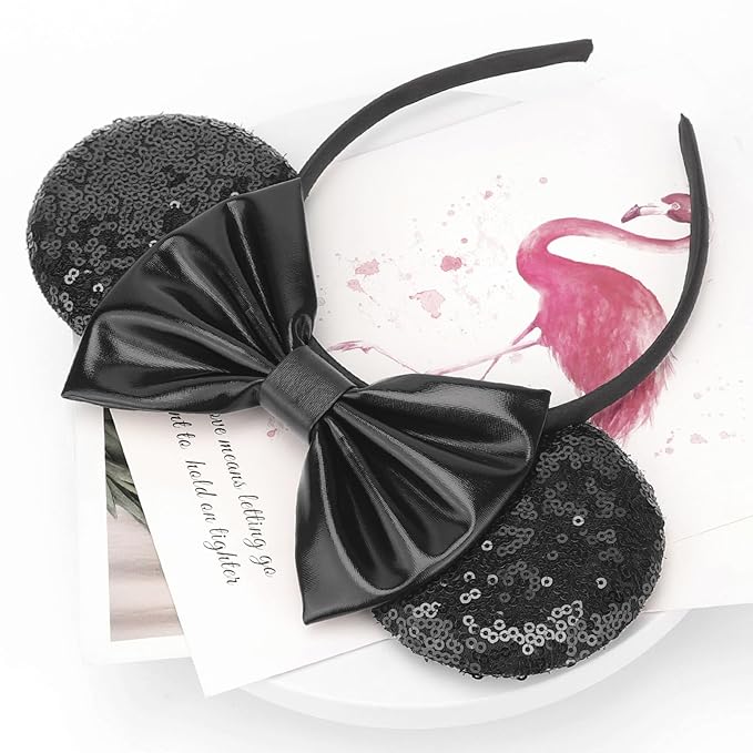 DRESHOW Mouse Ears Bow Headbands Glitter Party Decoration Cosplay Costume for Women