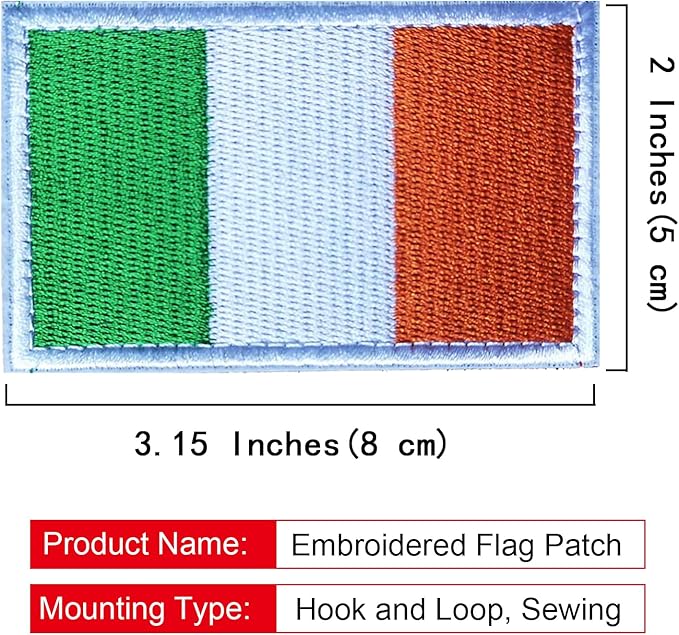 EmWoot 2PCS Ireland Flag Patch Embroidered Morale Patch Military Tactical Patches Hook and Loop