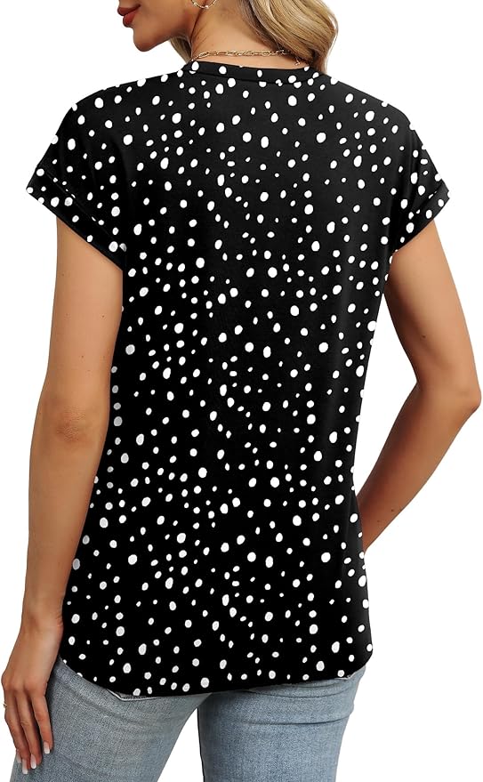 WEESO Womens Summer Tops Trendy 2026 Cap Sleeve T Shirts Crew Neck Pleated Front Beach Vacation Clothes Fashion