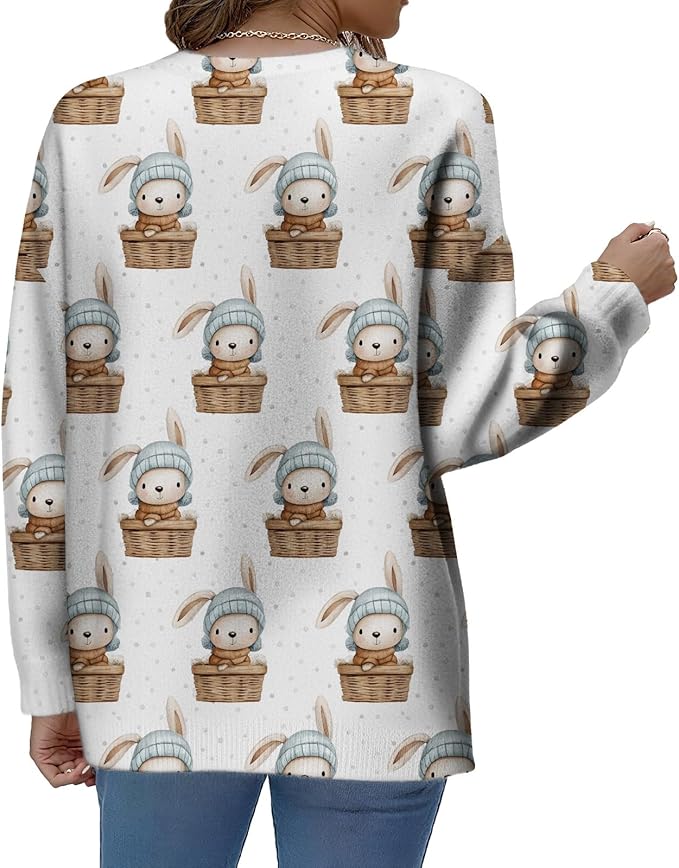 LIZALIG Women's Fall Christmas Snowman Sweater Long Sleeve Crewneck Pullover Festive Holiday Winter Outfit for Parties