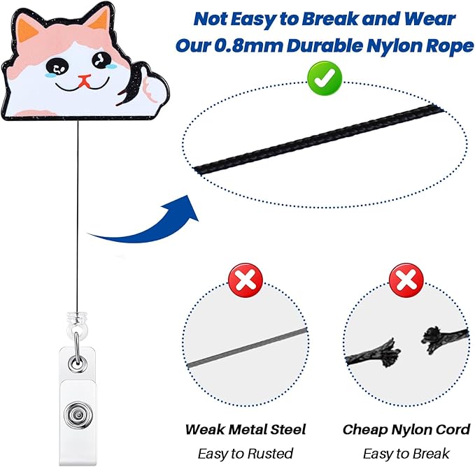 Cry Cat Funny Badge Reel, Cute Office Retractable ID Card Badge Holder, Name Tag Work Badge Clip for RN LPN CNA MA ER Night Shift Nurse Nursing Student Doctor Teacher, Nurse Gifts