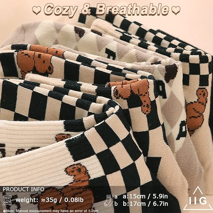 IIG 3-6 Pairs Womens Cute Animal Patterned Funny Novelty Cotton Crew Socks