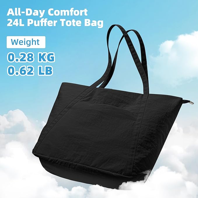 WLLWOO Large Gym Tote Bag for Women Sport Yoga, 24L Travel Beach Bag Lightweight Zipper Shoulder Handbag for Daily Work