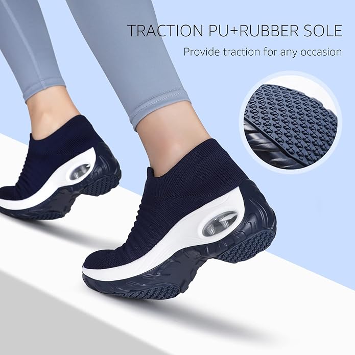 HKR Women's Walking Shoes Arch Support Non Slip Work Shoes Breathable Knit Upper Lightweight for Plantar Fasciitis