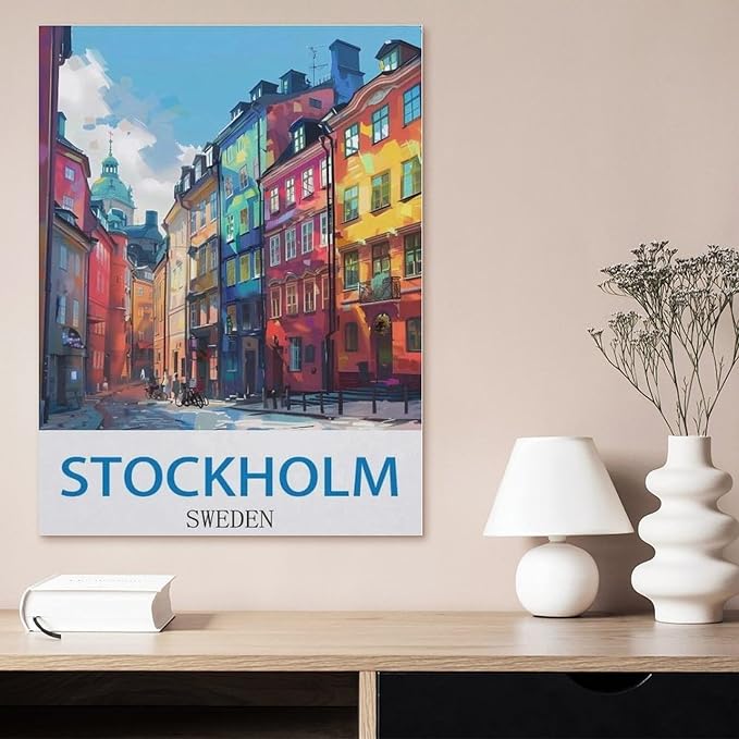 Puzzles for Adults Jigsaw Puzzles 1000 Pieces for Adults Kids，Stockholm Sweden，Wood Puzzle Jigsaw Puzzle Artwork Intellective Educational Toys Gifts（75x50cm）-CJ43
