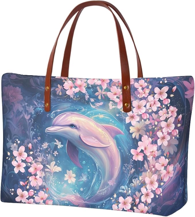 Womens Zip Up Tote Handbag Daisy Print Large Capacity Tote Purse Handbag Big Tote Bag Purse For Work Laptop