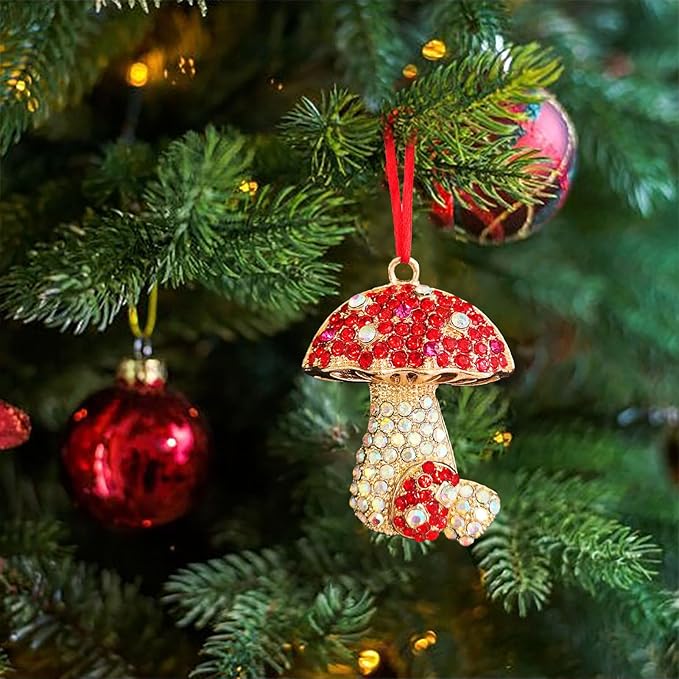 Ushinemi Mushroom Ornaments for Christmas Tree, 2024 Hanging Ornament for Tree Decor, Sparkles Keepsake Gifts for Mom, Grandma, Women, Girls, Sisters