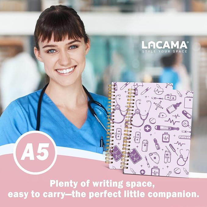 Lacama Labor and Delivery Nurse Gifts, Purple Nurse Notebook Journal, Gifts for Nurses, Christmas Gift, Nursing School Essentials, Notebook for School Office Supplies 5.5x8.3 Inch