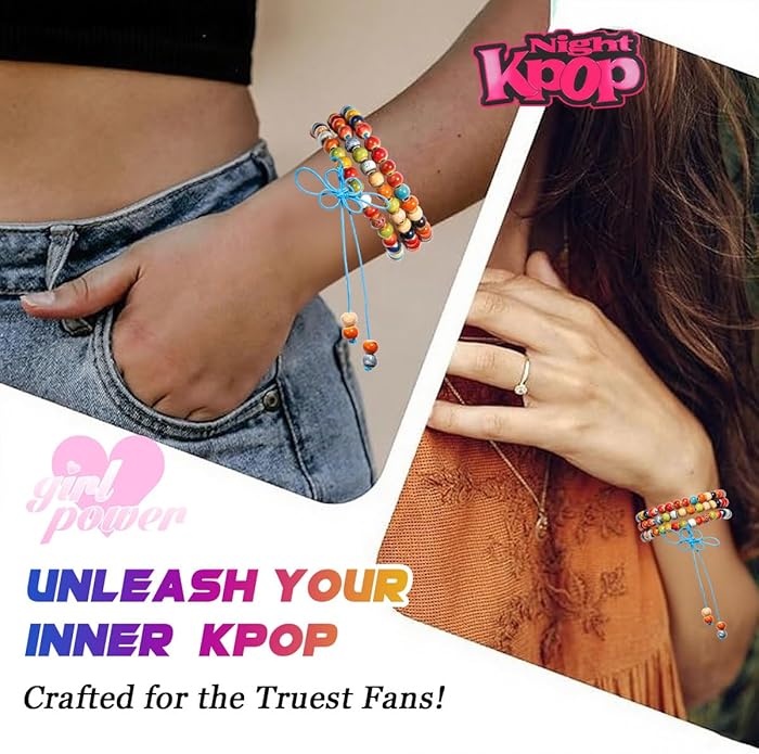 AICase for Korea-Pop Merch Gifts Toys Inspired Bracelets 3 Pcs Stackable Stretch Friendship Beaded Bracelets for Unique Merchandise Jewelry Gifts for Fans Women Men Stocking Stuffers_Crystal