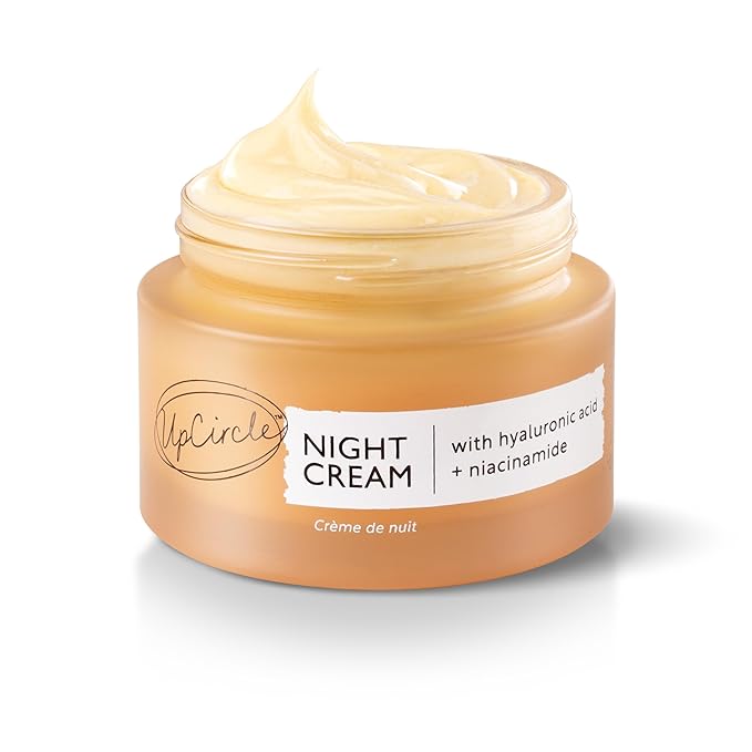 UPCIRCLE Night Cream with Hyaluronic Acid + Niacinamide 1.85oz - Nourishing and Unscented for Sensitive Skin with Anti-Ageing Properties - Vegan + Cruelty-Free