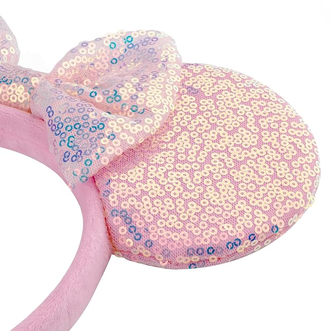 DRESHOW 2 Pack Mouse Ears Bow Headbands Glitter Party Decoration Cosplay Costume for Women
