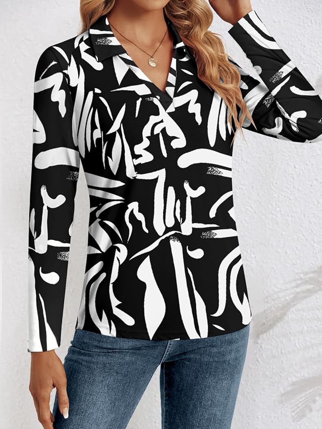 3/4 Length Sleeve Womens Tops Dressy Casual V Neck Polo Shirts Business Work Blouses 2025 Trendy Tunic Top