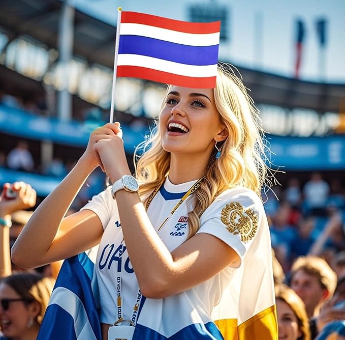 20 Pack Small Thailand Flags on Stick Mini Handheld Thai Flag for Parades, Independence Day and Patriotic Events 5x8 Inch Durable Weather-Resistant Flags with 12 Inch Sticks(Thailand)