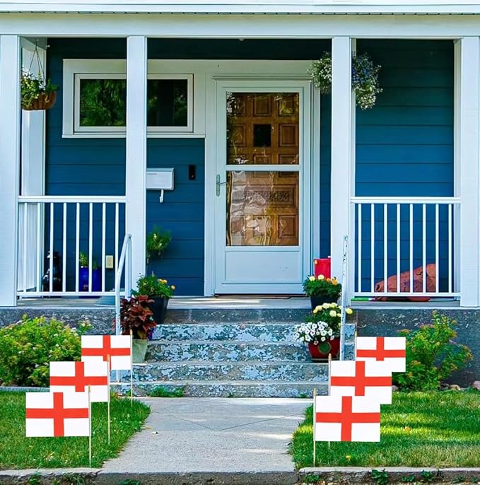 GSYLPFT 12 Pack England Flags on Sticks English Small Mini Hand Held Flags for Office Classroom Holiday Party Decorations