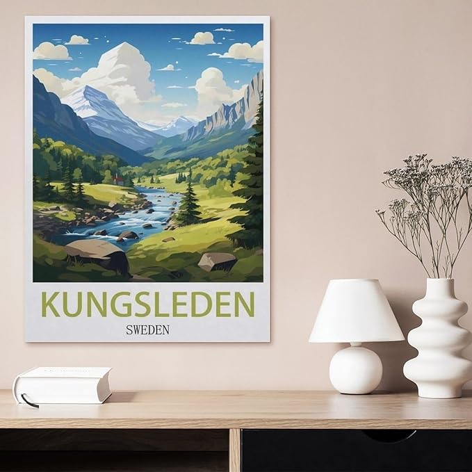 Jigsaw Puzzle 1000 Piece，Kungsleden Sweden Vintage Travel Poster，Paper Jigsaw Puzzle for Kids Adult, Puzzle Game Toys Gift for Wall Decoration（38x26cm）-BH52