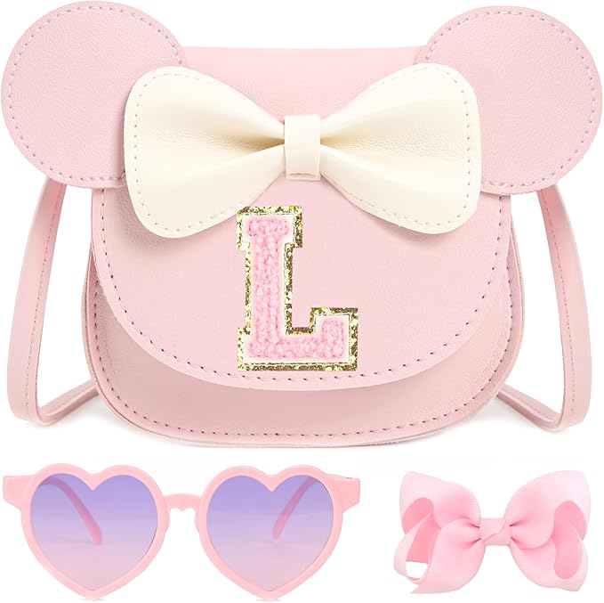 PRLINJSK Toddler Purse for Girls Birthday Gift, Little Girls Purse Kids Wallet Mouse Crossbody Bag Gift Set