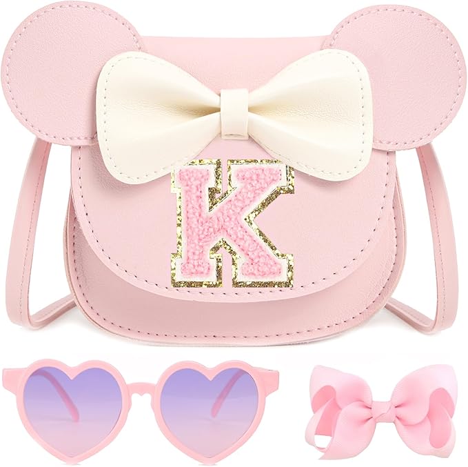 PRLINJSK Toddler Purse for Girls Birthday Gift, Little Girls Purse Kids Wallet Mouse Crossbody Bag Gift Set