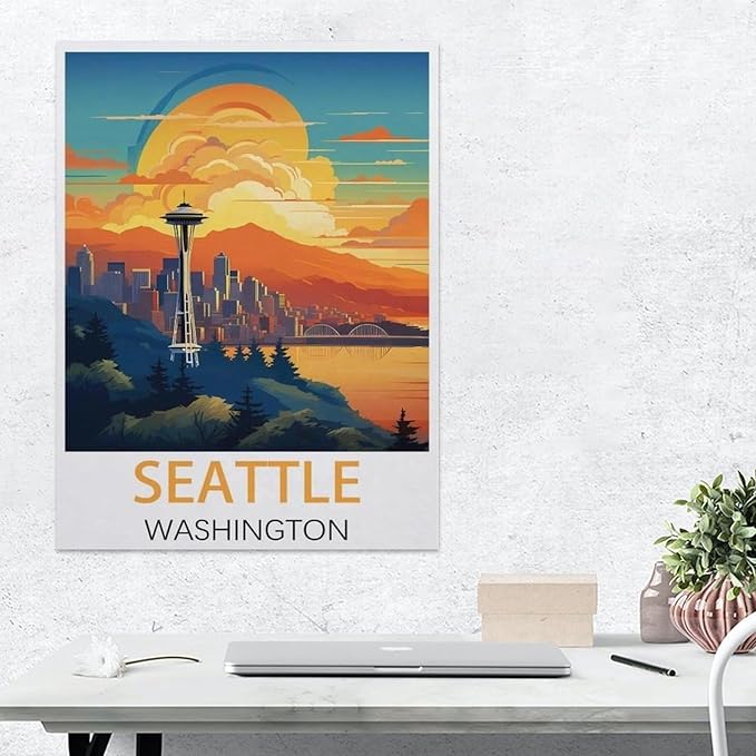 Jigsaw Puzzle 1000 Pieces，Seattle Washington，Large Family Puzzle Game Artwork for Adults Teens（50x70cm）-BH75