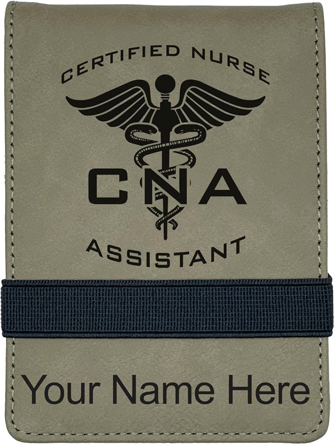 LaserGram Mini Padfolio with Notepad and Pen, CNA Certified Nurse Assistant, Personalized Engraving Included (Light Brown)