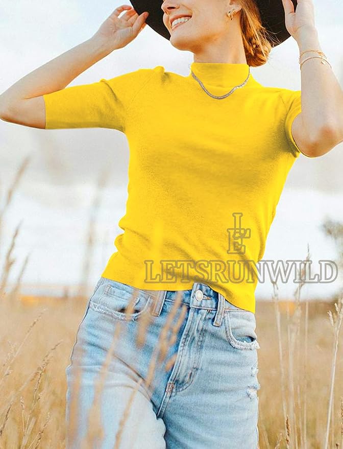 LETSRUNWILD Business Casual Tops for Women Dressy Cute Tops Mock Turtleneck Tshirts Shirts