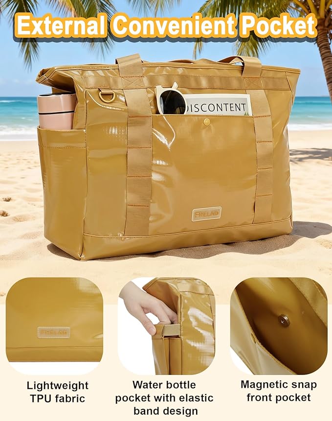Tote Bag for Women, Lightweight Beach Bag with Laptop Pocket for Teacher Nurse, Travel Shoulder Handbag for College