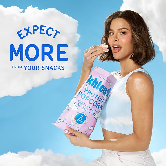 Khloud Protein Popcorn - Sweet & Salty Kettle Corn - 7g Protein Snacks for Adults & Kids - Flavored Popcorn Made with Real Ingredients & Milk Protein Isolate - Non-GMO, Gluten-Free, Kosher - 5oz, 12pk