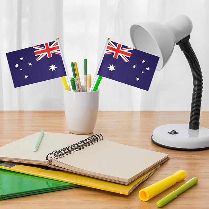 Australia Flag Small Australian Flag 12 Pack Mini Hand Held Australian Flags on Sticks for Party Parades Sports Events Patriotic Holiday Decorations