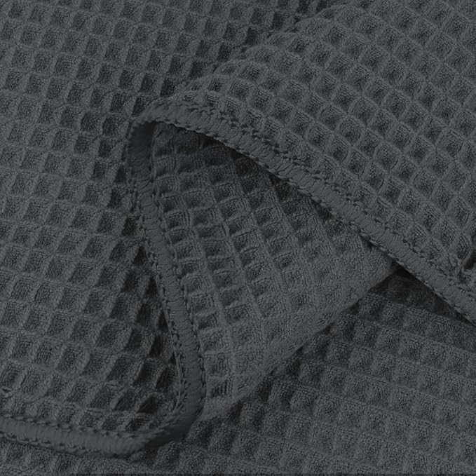 HOMEXCEL Grey Waffle Washcloths Towels 10 Pack, Premium Microfiber Face Towels, Ultra Soft, Lightweight Highly Absorbent Quick Dry Washcloths for Bathroom, Gym, Shower, Hotel, Spa 12 x 12 Inch
