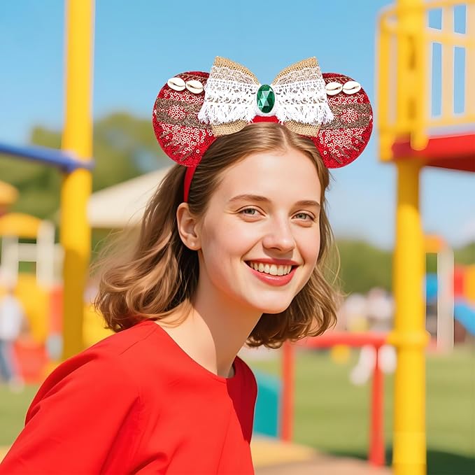 HAMUTH Mouse Ears, Birthday Decorations Hairs Accessories Headband for Women Girls Adult,Mouse Ears Headband for Party Trip Parks Cosplay Costume Decorations