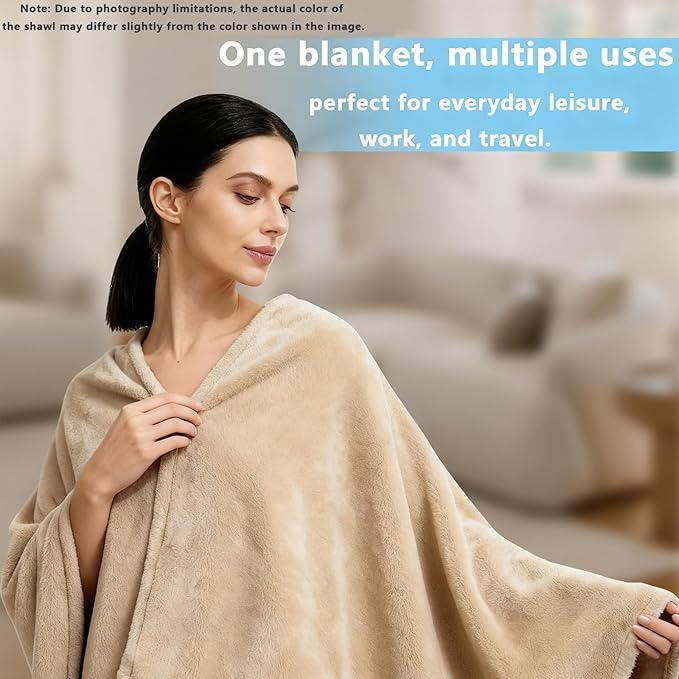 Women's Double Flannel Poncho - Snuggle Cape, Soft Warm Winter Wrap | Unisex Winter Wear for Home, Office, School