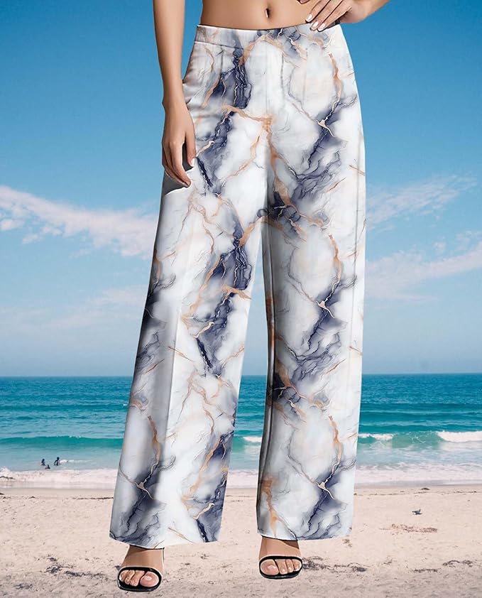 Womens Boho Pants Casual Oversize High Waisted Wide Leg Trousers Pattern Printed Ourdoors Pant for 2025 Summer