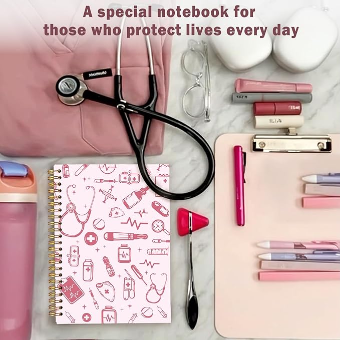 Lacama Nurse Gifts for Women, Pink Nurse Notebook Journal, Gifts for Nurses, Christmas Gift, Nursing School Essentials, Notebook for School Office Supplies 5.5x8.3 Inch