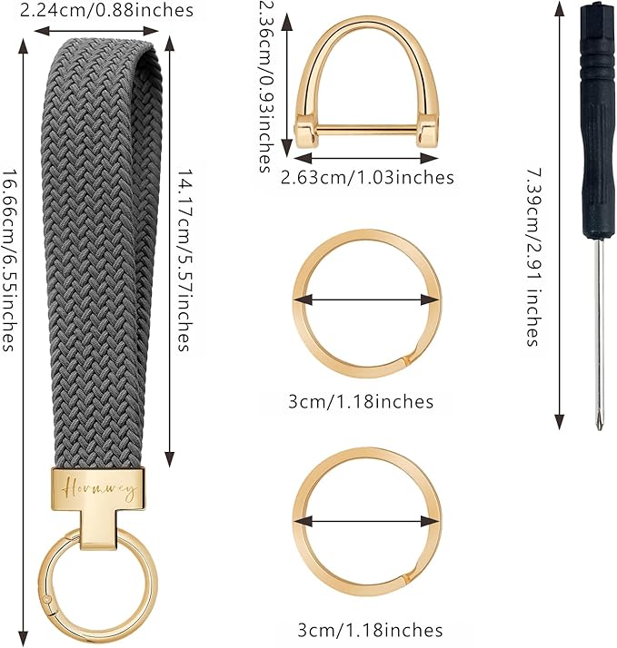 Hovmwey Elastic Wristlet Keychain for Women Men, Cute Car Key Chain, Braided Wrist Strap Lanyard for Keys ID Badges