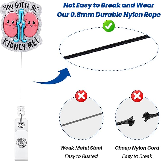 You Gotta Be Kidney Me Funny Badge Reel, Cute Retractable ID Card Badge Holder, Name Tag Work Badge Clip for Nephrologist Urologist RN LPN CNA MA Nursing Student Urology Nephrology Doctor, Nurse Gifts